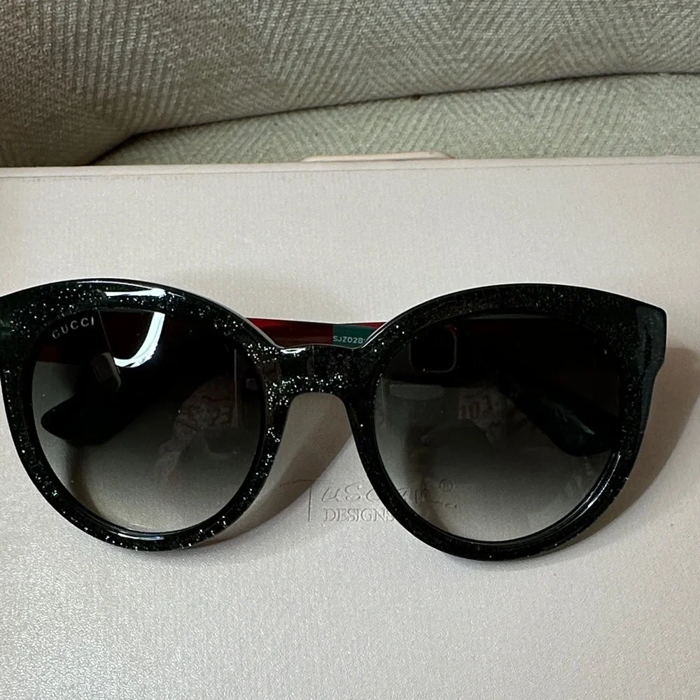 Gucci Glitter Black Green and Red Women's Sunglasses